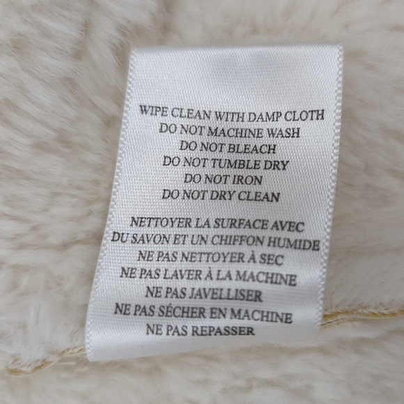 Blank NYC Drape Front Faux Shearling Vegan Leather Vest Ivory Beige - Picture 7 of 10